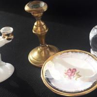 vecchi oggetti gatto candelabro piatto vintage