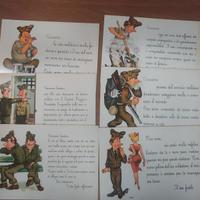 6 cartoline umoristiche militari illustratore Nino