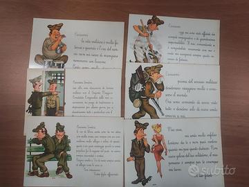 6 cartoline umoristiche militari illustratore Nino
