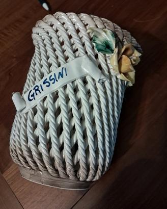 porta grissini in ceramica intrecciata