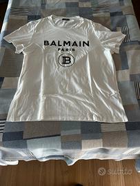T-shirt Balmain Paris bianca con logo