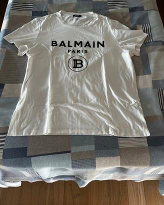 T-shirt Balmain Paris bianca con logo