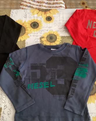 Maglietta bambino maniche lunghe DKNY e Diesel
