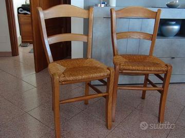 SEDIE in legno con seduta impagliata