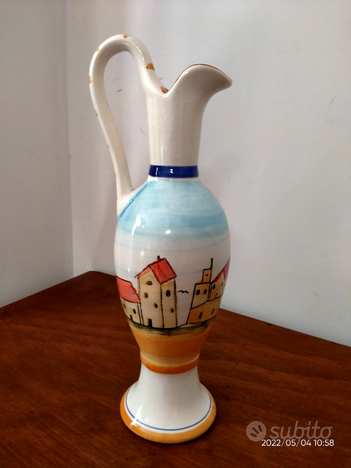 Splendida anfora vaso brocca dipinta a mano 37 cm usato  Lecce