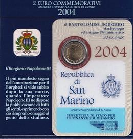 2004 - BARTOLOMEO BORGHESI 2 €  IN FOLDER SAN MARI
