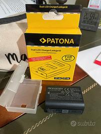 Batteria Olympus BLX-1 e PATONA Caricabatterie
