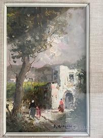 Quadro casa di campagna con albero