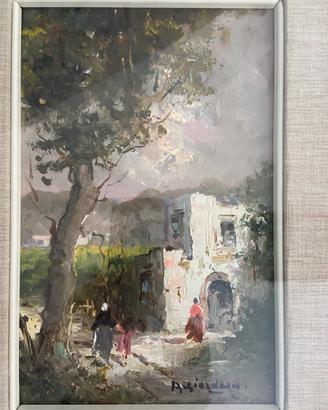 Quadro casa di campagna con albero