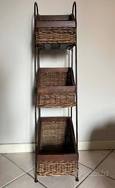 Organizer con cestini in vimini