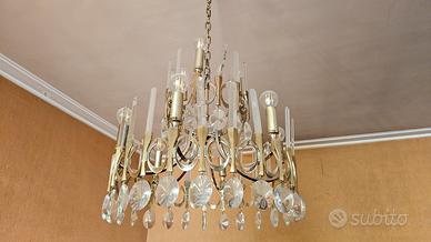 Coppia lampadari Sciolari cristallo ed acciaio