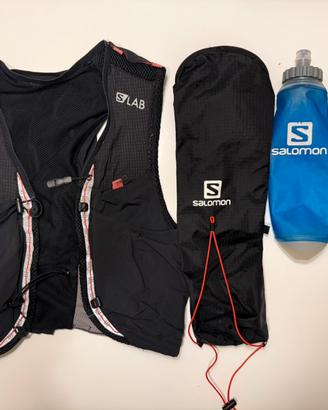 Zaino Salomon S lab 8 + porta bastoncini + flask