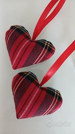 Decorazioni natalizie tartan 2 cuoricini