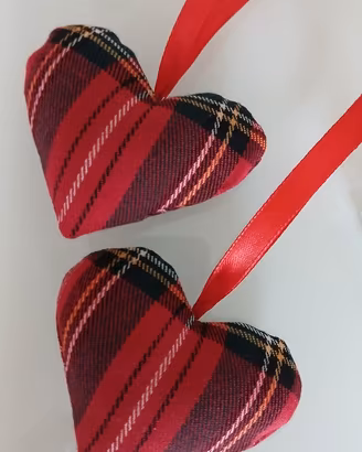 Decorazioni natalizie tartan 2 cuoricini