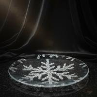 Vassoio Vintage in vetro lavorato fiocco 