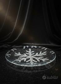 Vassoio Vintage in vetro lavorato fiocco 