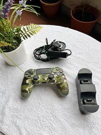 Controller ps4 verde militare + Base di Ricarica