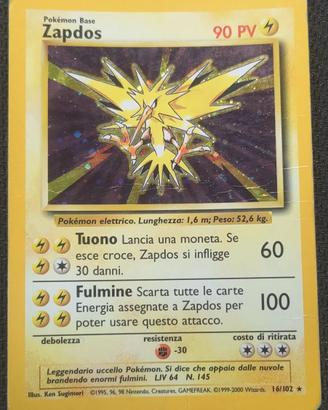 Pokemon Zapdos 16/102 Set Base Rara Holo Unlimited