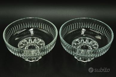 Coppia coppette vintage in vetro molato