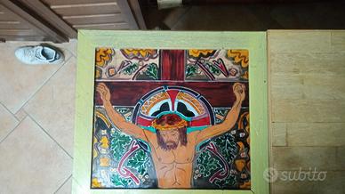 opera su vetro CRISTO IN CROCE