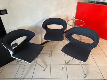 Tris Sedie Girevoli Design Bianco/Nero