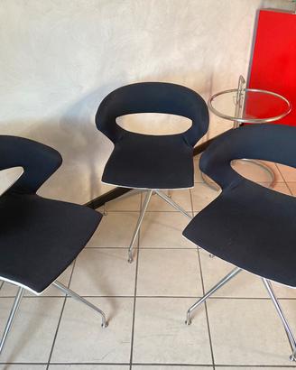 Tris Sedie Girevoli Design Bianco/Nero