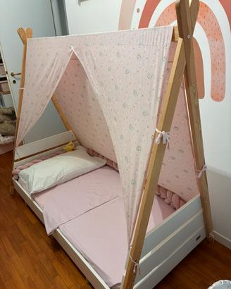 Letto Montessori PICCI SCOUT + materasso + tenda