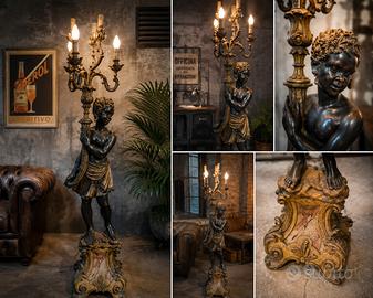 ANTICA LAMPADA MORO VENEZIANO LEGNO Anni 40/50