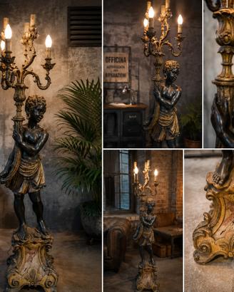 ANTICA LAMPADA MORO VENEZIANO LEGNO Anni 40/50