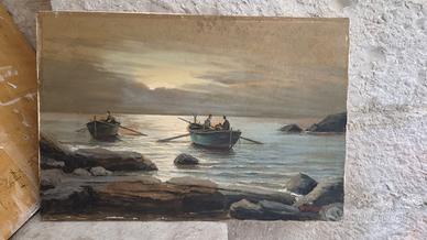 Quadro olio su tela V.Manzari (1977)- marina
