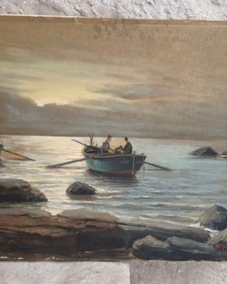 Quadro olio su tela V.Manzari (1977)- marina