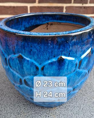 2 Vasi terracotta smaltati BLU