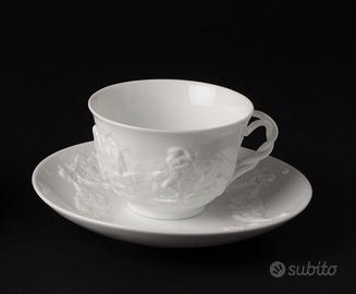 Set 6 tazze Ginori porcellana decoro bassorilievo