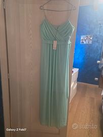 Vestito lungo donna verde acqua marina taglia 48 