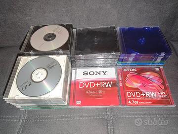 Lotto CD e DVD vergini Sony e TDK con custodie