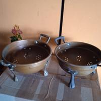 Coppia di scolapasta vintage di rame