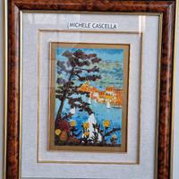 Quadro M.Cascella olio su tela Portofino Verticale