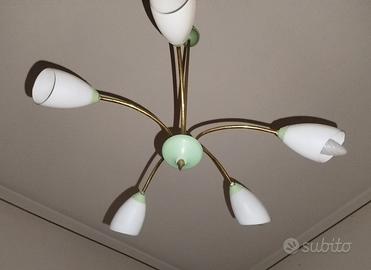 Lampadario Stilnovo anni 60' ottone, alluminio