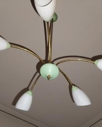 Lampadario Stilnovo anni 60' ottone, alluminio