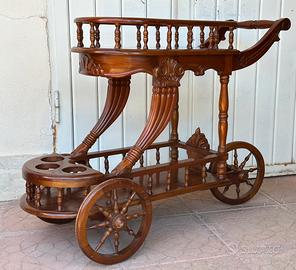 Carrello bar vintage in legno massello,