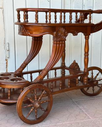 Carrello bar vintage in legno massello,