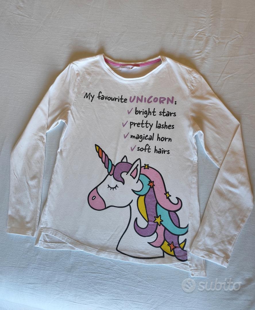 Maniche Lunghe Maglietta Unicorno Bambina Unicorno Completato