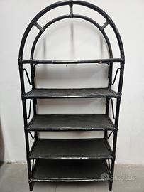 Libreria in vimini nera vintage