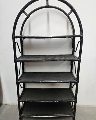 Libreria in vimini nera vintage