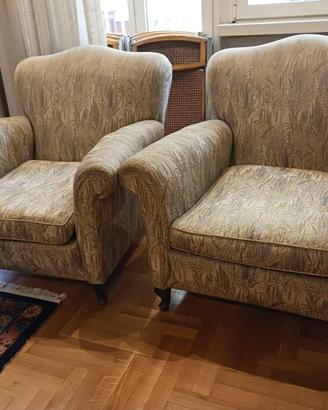 Coppia poltrone vintage anni '40 stile club, tessu