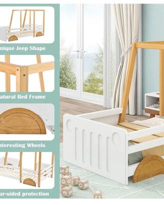 letto a forma di macchina (jeep) montessoriano