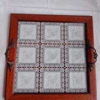 Vassoio in legno con pizzo 