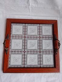 Vassoio in legno con pizzo 