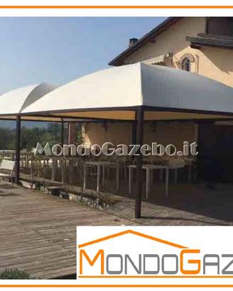 Gazebo Sun Pluvio 5x5 fisso tetto rotondo acciaio