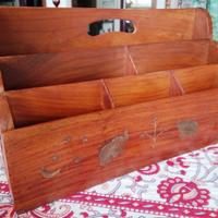 portadocumenti etnico 3  vani in legno 30x10x18